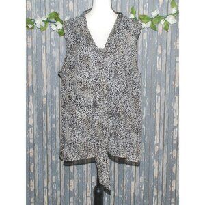 Cato Sleeveless Blouse Top Size 26W 28W Leopard Print Front Tie Lined